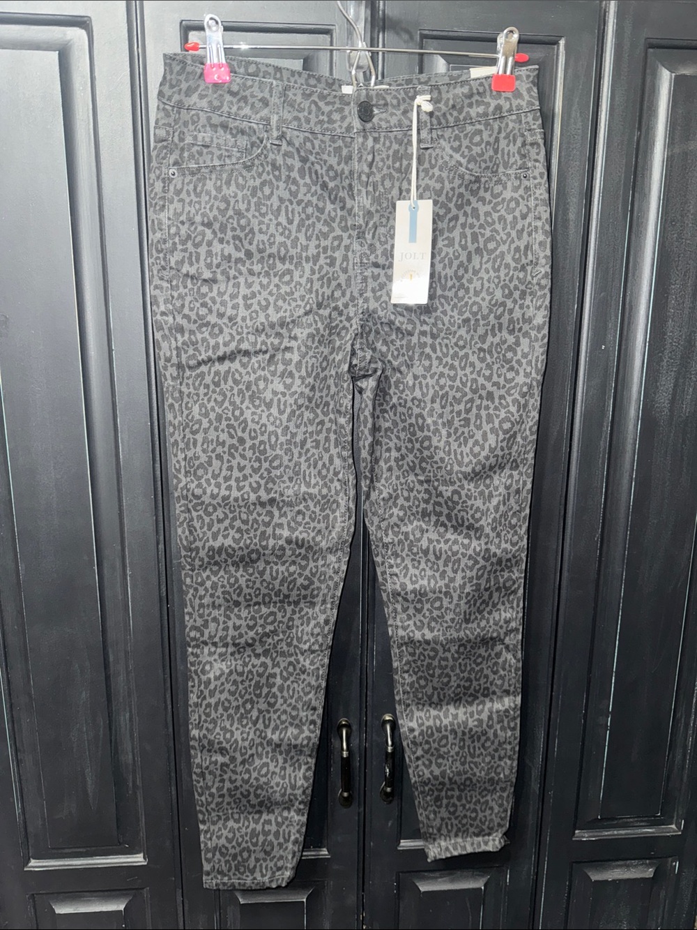 NWT Jolt Women’s Charcoal Leopard Print Denim - 27